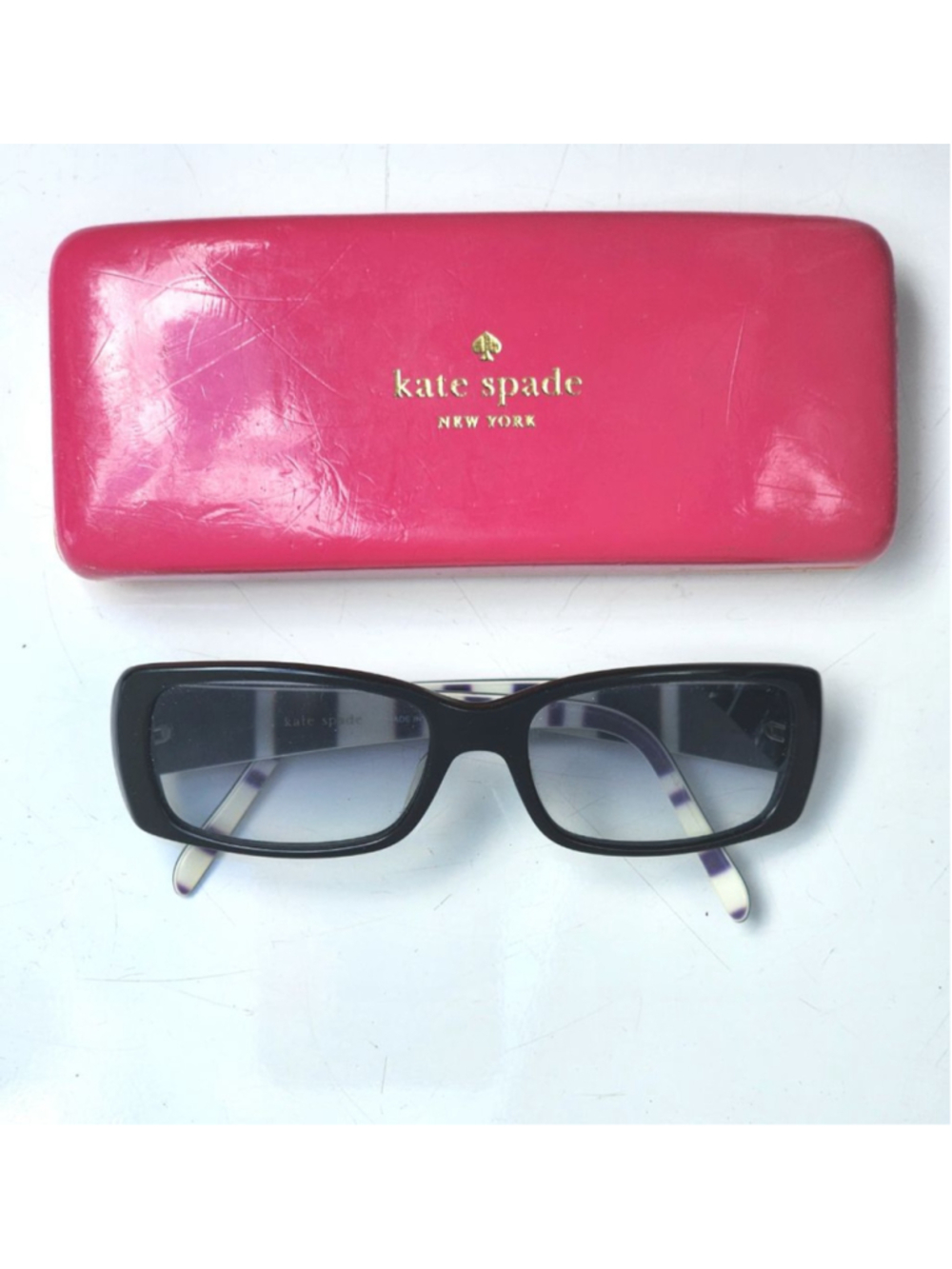KATE SPADE Black Striped Rectangle Gradient Sunglasses #29